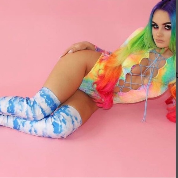 J Valentine Dolls Kill synesthesia festival rave tie dye velvet bodysuit - Picture 8 of 11